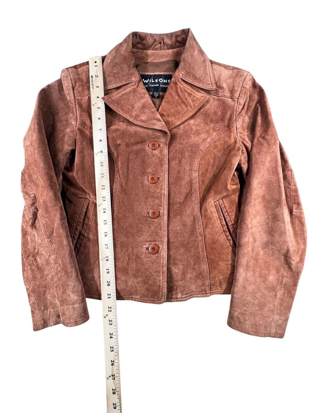 Wilsons Brown Suede Leather Jacket M Western Y2K Fitted Blazer - Picture 4 of 6